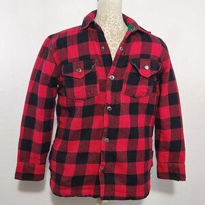 Tommy Bahama Boys Lrge 10/12 Red Black Buffalo Plaid Sherpa Lined Jacket Outdoor